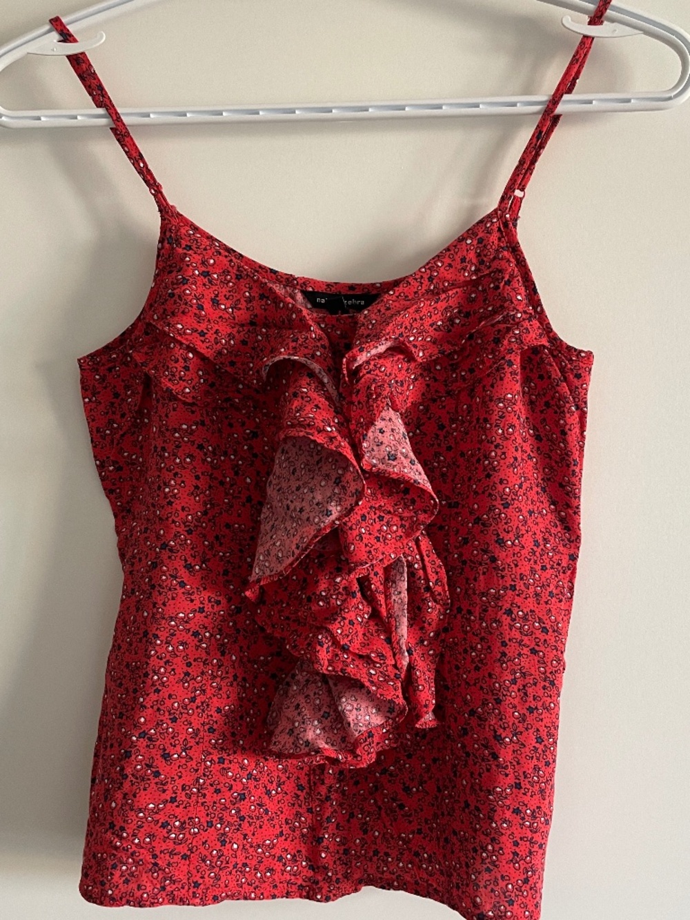 EUC Naked Zebra Ruffled Camisole Top in Ditsy Floral Print Pattern Size Medium